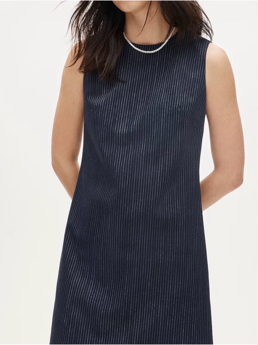J. Crew Navy Pinstripe Sleeveless Shift Dress